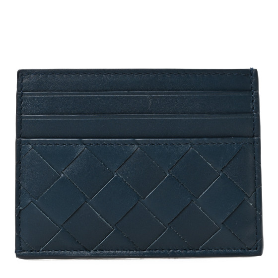 ★BOTTEGA VENETA★ Intrecciato Card Holder Midnight Blue 607 BOTTEGA VENETA | Intrecciato Leather Zip Pocket Cardholder