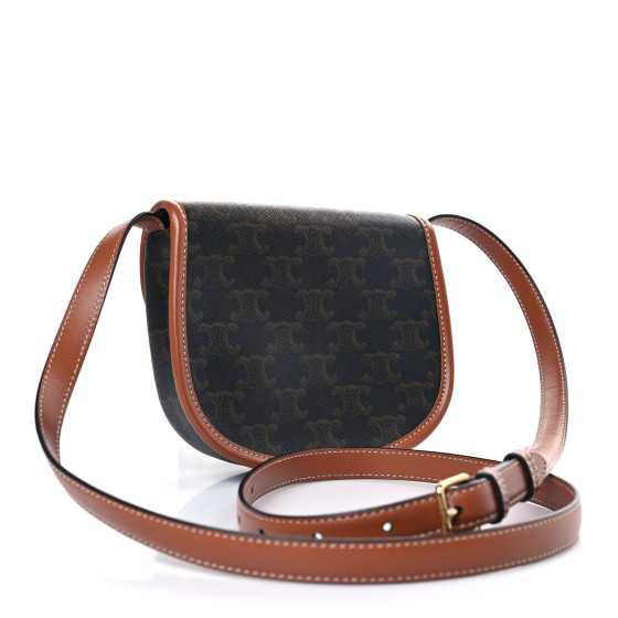 CELINE Canvas Calfskin Triomphe Mini Besace Tan 1352210