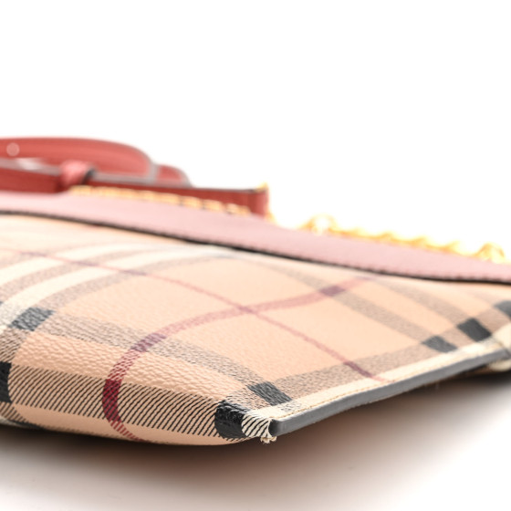 BURBERRY Haymarket Check Peyton Crossbody Clutch Bag Dusty