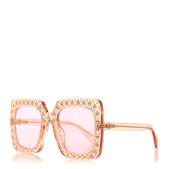 GUCCI Crystal Square Frame Sunglasses GG0148S Pink