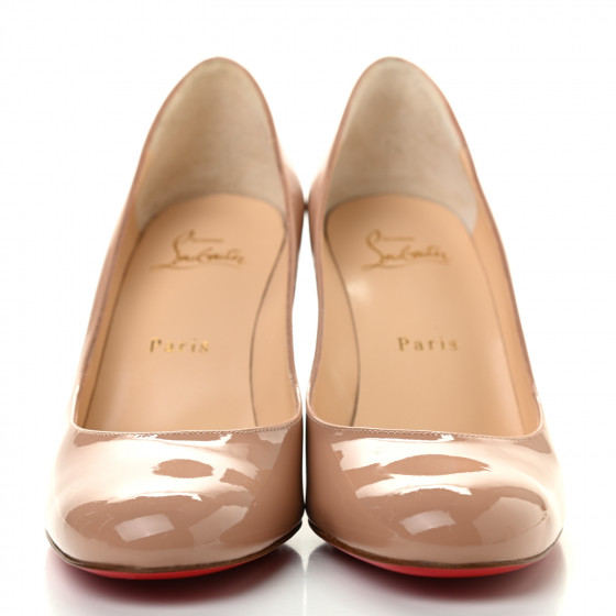 ルブタン  37 1/2  MISS GENA NUDE PATENT Christian Louboutin // Black Patent Leather Miss Gena 85