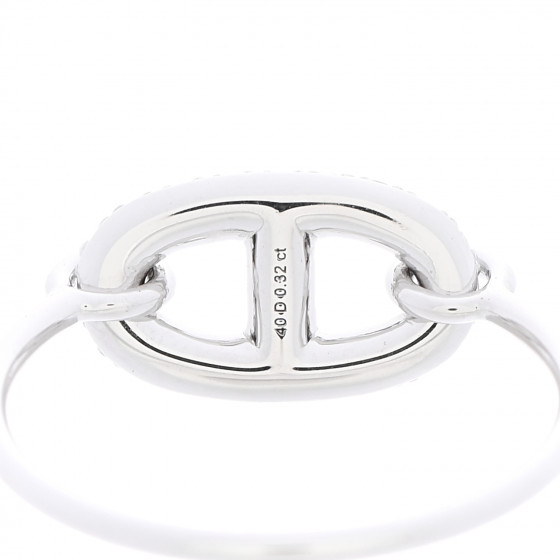 HERMES 18K White Gold Diamond Farandole Ring 54 6.75 906273