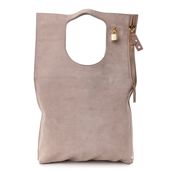 TOM FORD Suede Large Alix Padlock Zip Shoulder Bag Blush