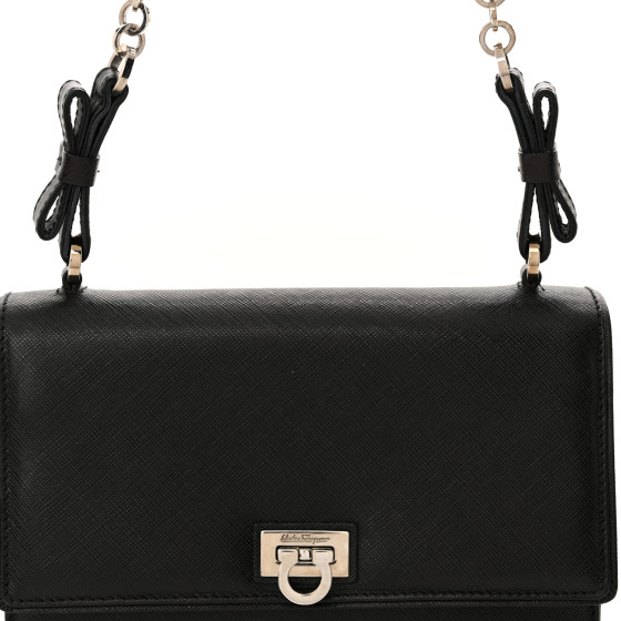 SALVATORE FERRAGAMO Printed Calfskin Gancini Bow Chain