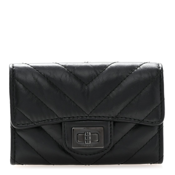 【人気/関税/送料込み】 Chanel 2.55 Card Holder Aged Calfskin CHANEL Aged Calfskin Chevron Quilted Reissue Flap Card