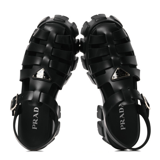 サンダル PRADA BLACK RUBBER CAGE SANDAL Prada Black rubber cage sandal | TheDoubleF