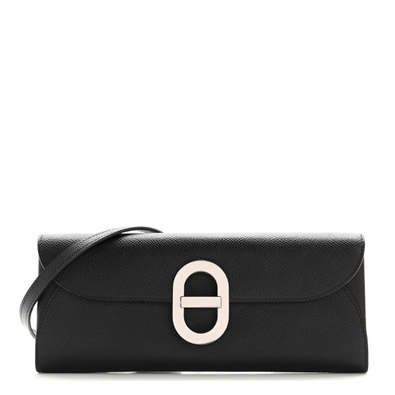 HERMES Epsom Maillon Wallet To Go Black 1625119 | FASHIONPHILE