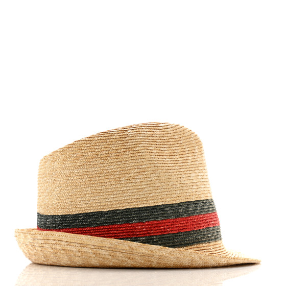 GUCCI Abaca Straw Web Fedora Hat L 1663729 | FASHIONPHILE