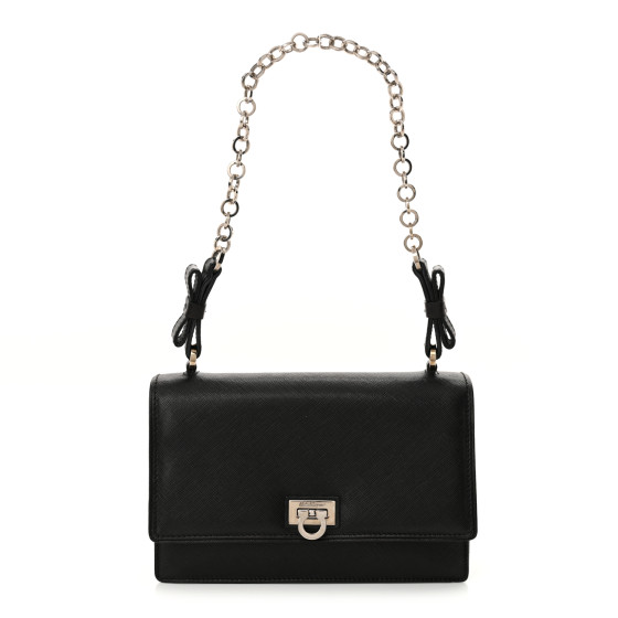 SALVATORE FERRAGAMO Printed Calfskin Gancini Bow Chain
