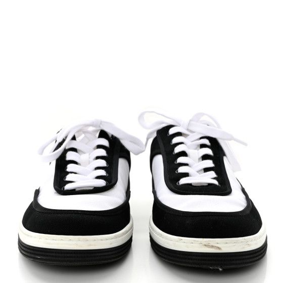 シャネル CHANEL Fabric Womens Logo Sneakers 41 Black White 1200578