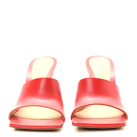 BOTTEGA VENETA Lambskin Stretch Mule Sandals 38 Bright Red