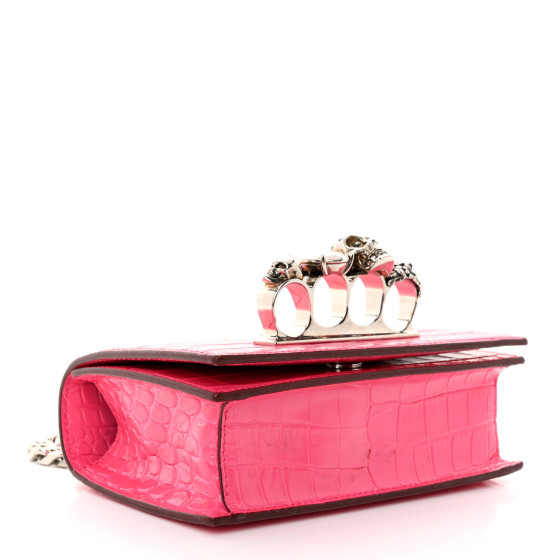 ALEXANDER MCQUEEN Calfskin Crocodile Embossed Knuckle