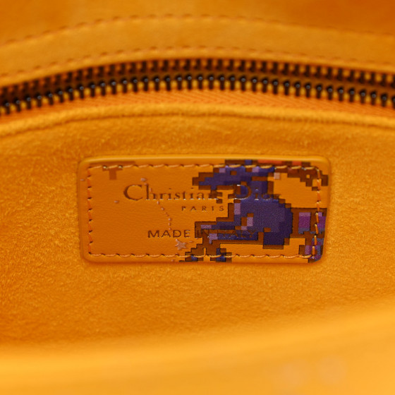 CHRISTIAN DIOR Calfskin Pixel Zodiac Small Lady Dior Yellow