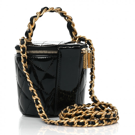 CHANEL Patent Quilted Afternoon Tea Top Handle Vanity Case