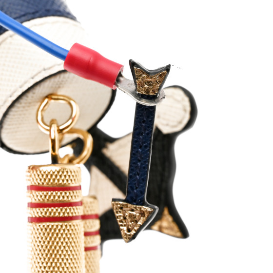 【日本入手困難】Cupido Saffiano Leather Keychain Trick PRADA Saffiano Cupid Robot Trick Keychain Bright Blue White