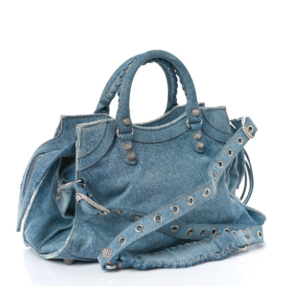 BALENCIAGA NEO CAGOLE CITY DENIM WASH ハンドバック Balenciaga Neo Cagole City Handbag In Denim | Saks Fifth Avenue