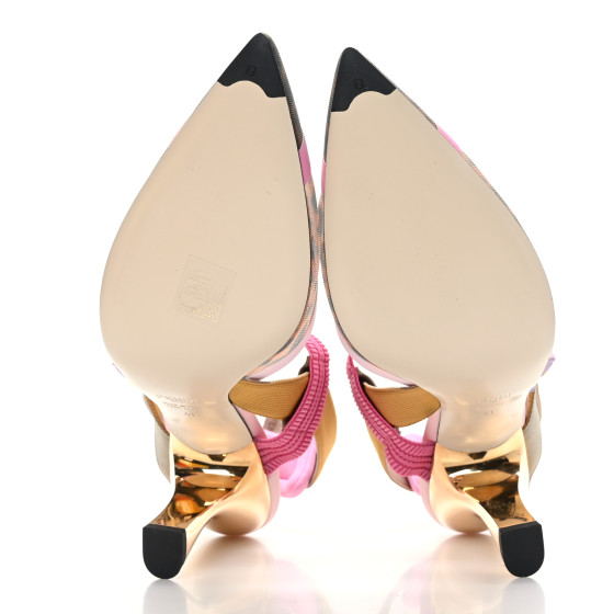FENDI Mesh Vitello FF Colibri 85mm Slingback Pumps 41 Brown