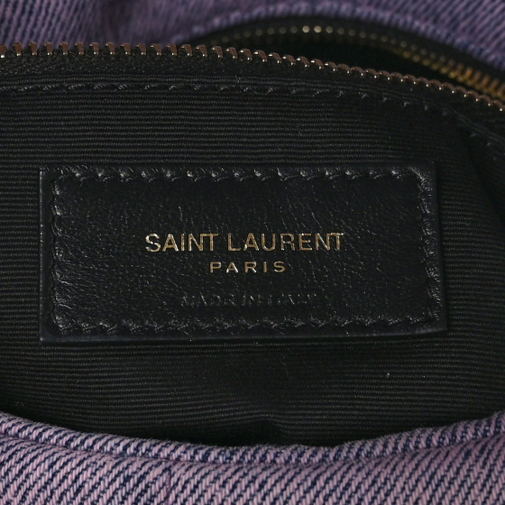 SAINT LAURENT Denim Quilted Loulou Puffer Monogram Chain