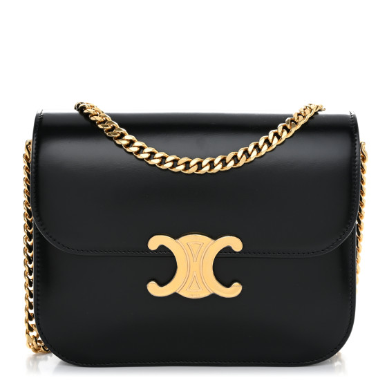 ショルダーバッグ・ポシェット CELINE College Triomphe bag in shiny calfskin CELINE Shiny Calfskin College Triomphe Black 1579862