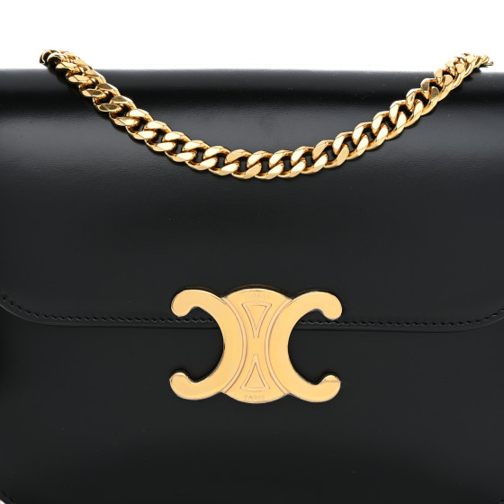 CELINE Shiny Calfskin College Triomphe Black 1579862