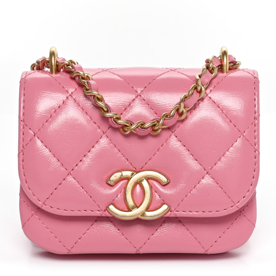 CHANEL ★ Chanel Mini llic Like a Wallet Flap Bag Pink Small flap wallet - Lambskin & gold-tone metal, light pink