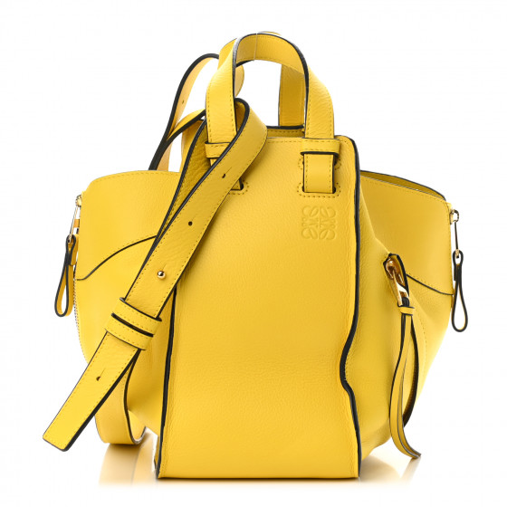 【LOEWE】Hammock Compact Bag in Vanilla Yellow LOEWE Hammock Compact Leather Top-Handle Bag | endource