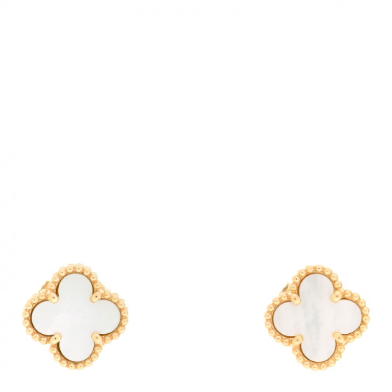 VAN CLEEF & ARPELS 18K Yellow Gold Mother of Pearl Sweet Alhambra Earrings