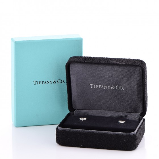 TIFFANY Platinum Diamond Heart Earrings 244385 | FASHIONPHILE