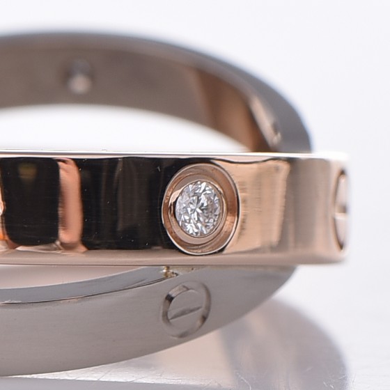 CARTIER 18K Pink White Gold 6 Diamonds LOVE Ring 49 4.75