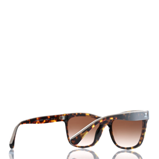CHANEL Acetate Logo Shield Sunglasses 5418-A Tortoise