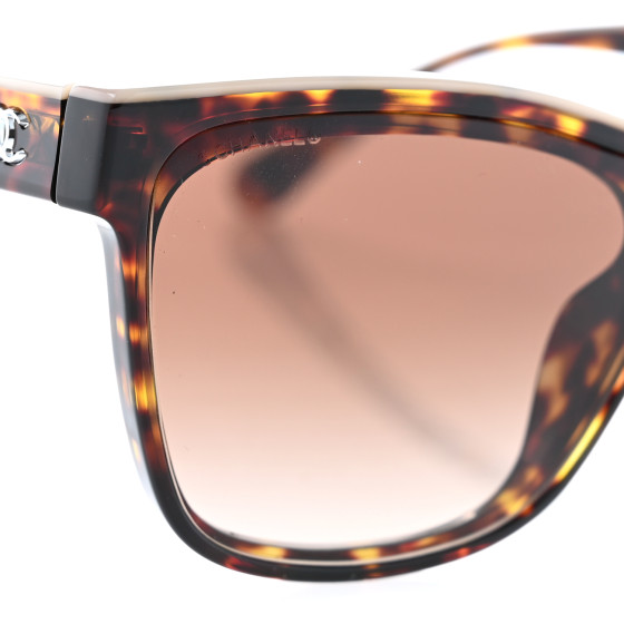 CHANEL Acetate Logo Shield Sunglasses 5418-A Tortoise