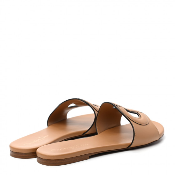 CHRISTIAN DIOR Calfskin D-Club Mule Sandal 38.5 Natural