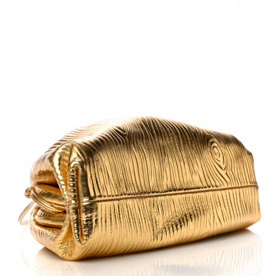 BOTTEGA VENETA Metallic Bark Calfskin The Mini Pouch Gold