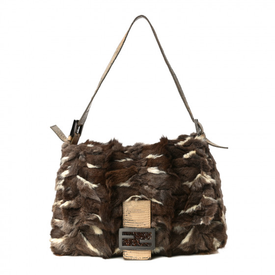 バッグ Fendi Rabbit Fur Baguette Shoulder Bag FENDI Rabbit Fur Striped Baguette Multicolor 1242594