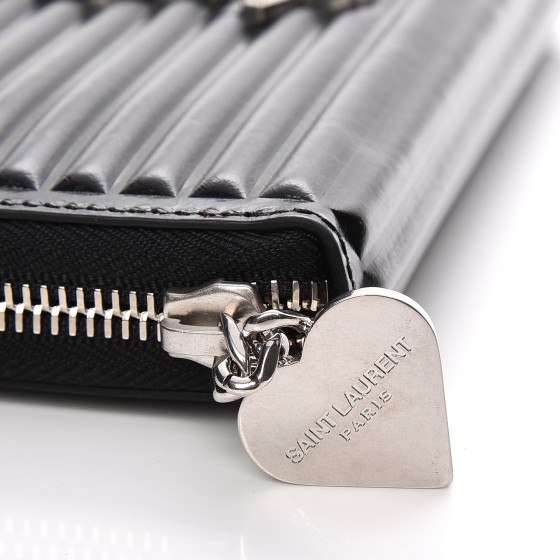 SAINT LAURENT Ribbed Calfskin Opium Monogram Zip Around