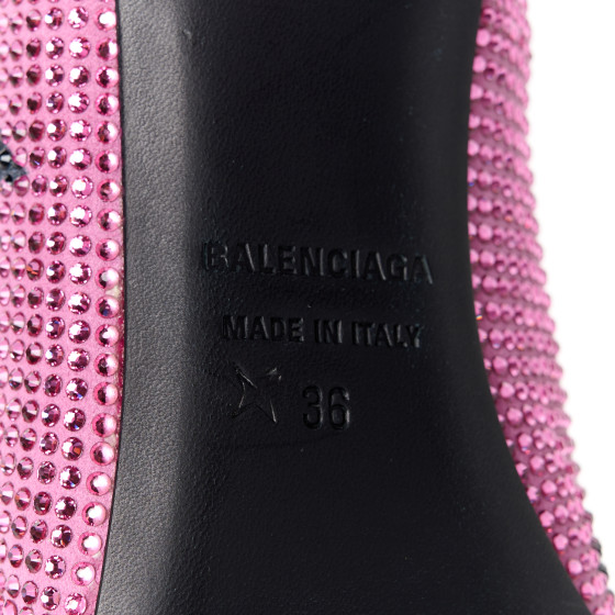 BALENCIAGA Strass Suede Allover Logo Square Knife 80mm Pumps