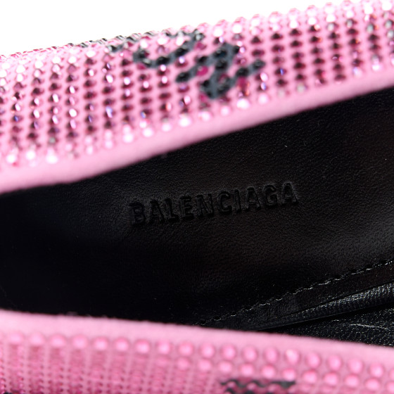 BALENCIAGA Strass Suede Allover Logo Square Knife 80mm Pumps