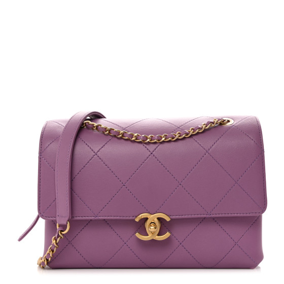 CHANEL Lambskin Sleek And Chic Flap Purple 1560053