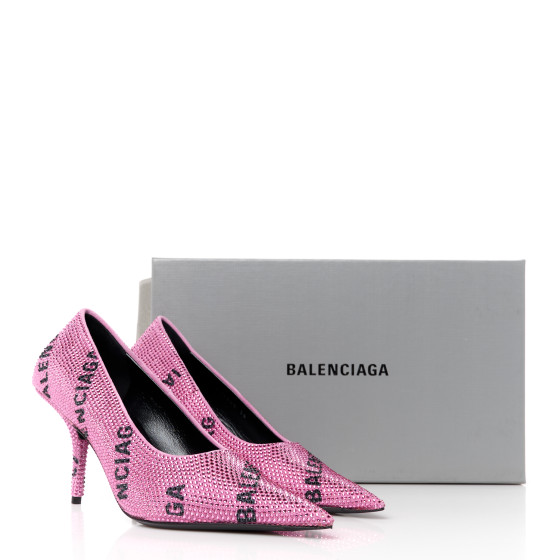 パンプス BALENCIAGA Embellished suede Square Knife pumps BALENCIAGA Square Knife 80 MM Pump w/ Allover Crystals, Pink