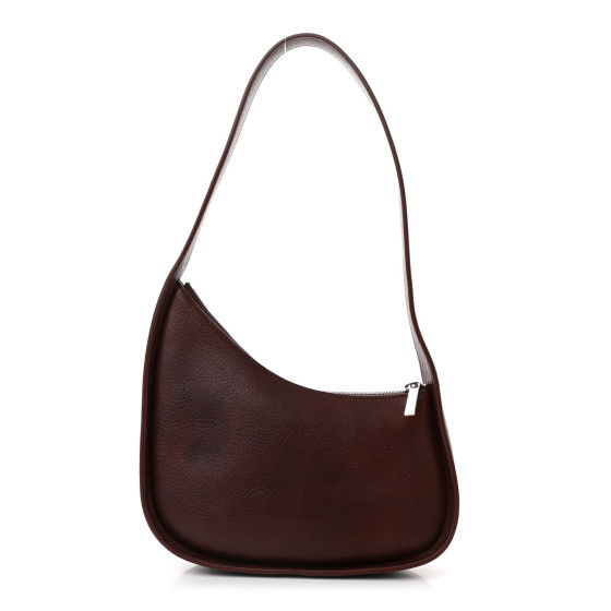 THE ROW Grained Calfskin Half Moon Shoulder Bag Burnt Wood