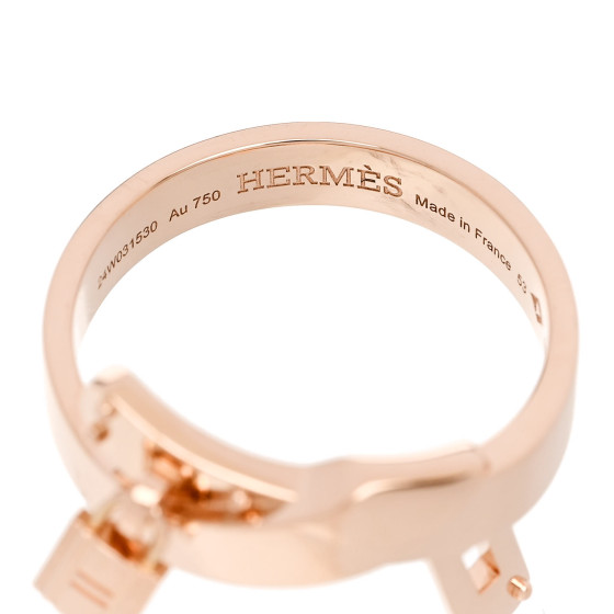 HERMES 18K Rose Gold Kelly Gavroche Ring 53 6.25 1556349
