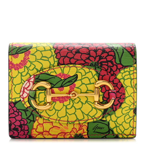 小物 Gucci card case GUCCI X KEN SCOTT Textured Calfskin Pomponica Print Horsebit