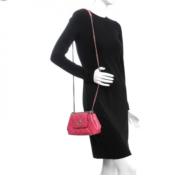 CHANEL Patent Quilted Small Coco Shine Accordion Flap Pink