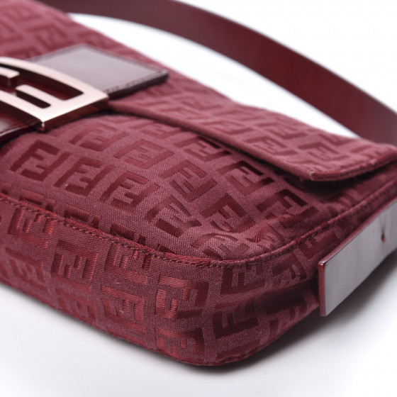 FENDI Zucchino Baguette Burgundy 553193 | FASHIONPHILE