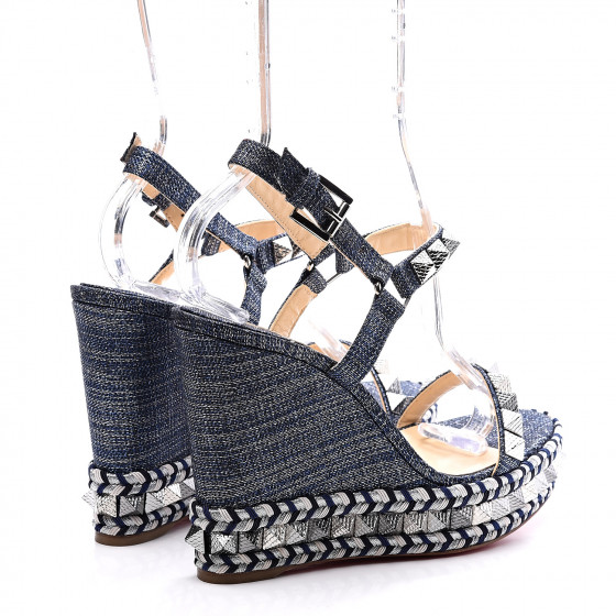 CHRISTIAN LOUBOUTIN Lame Lux Pyraclou 110 Wedge Sandals 39
