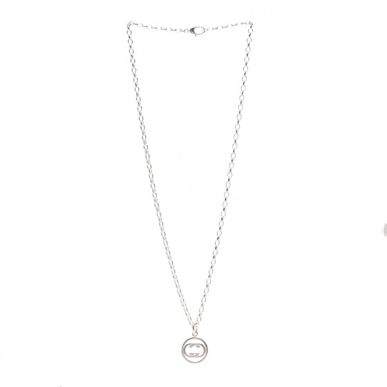GUCCI Sterling Silver Interlocking Circle GG Pendant