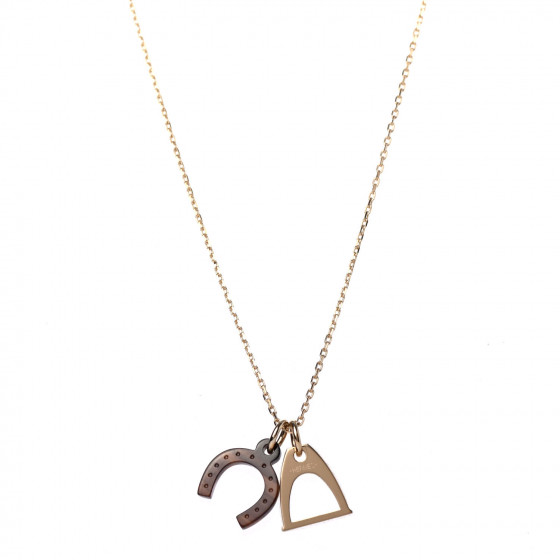 HERMES Permabrass Buffalo Horn Amulette Equestre PM Pendant