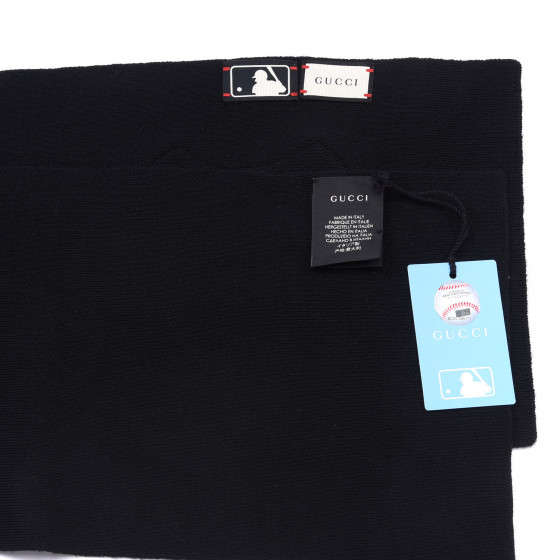 GUCCI X MLB Wool Crystal NY Yankees Scarf Black 798901