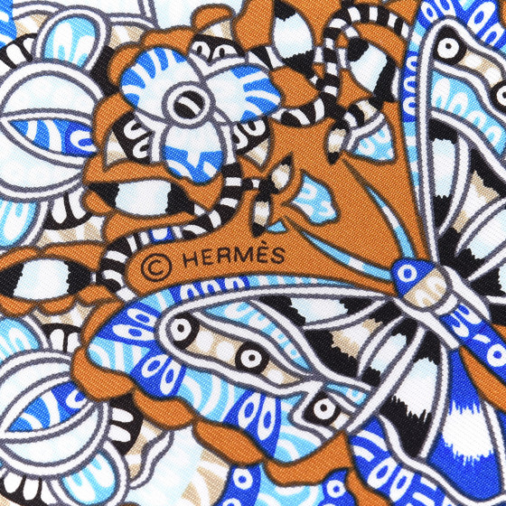 HERMES Silk La Legende de La Foret Scarf 90 Gold Bleu Black