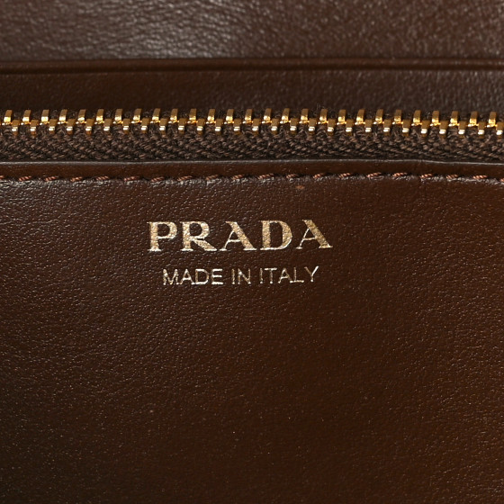 PRADA Velluto Ricamo Cahier Wristlet Flap Wallet Cammello